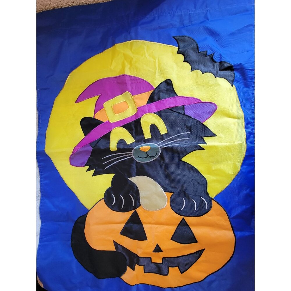 Nylon with cat flag‎ large Halloween vintage home decor